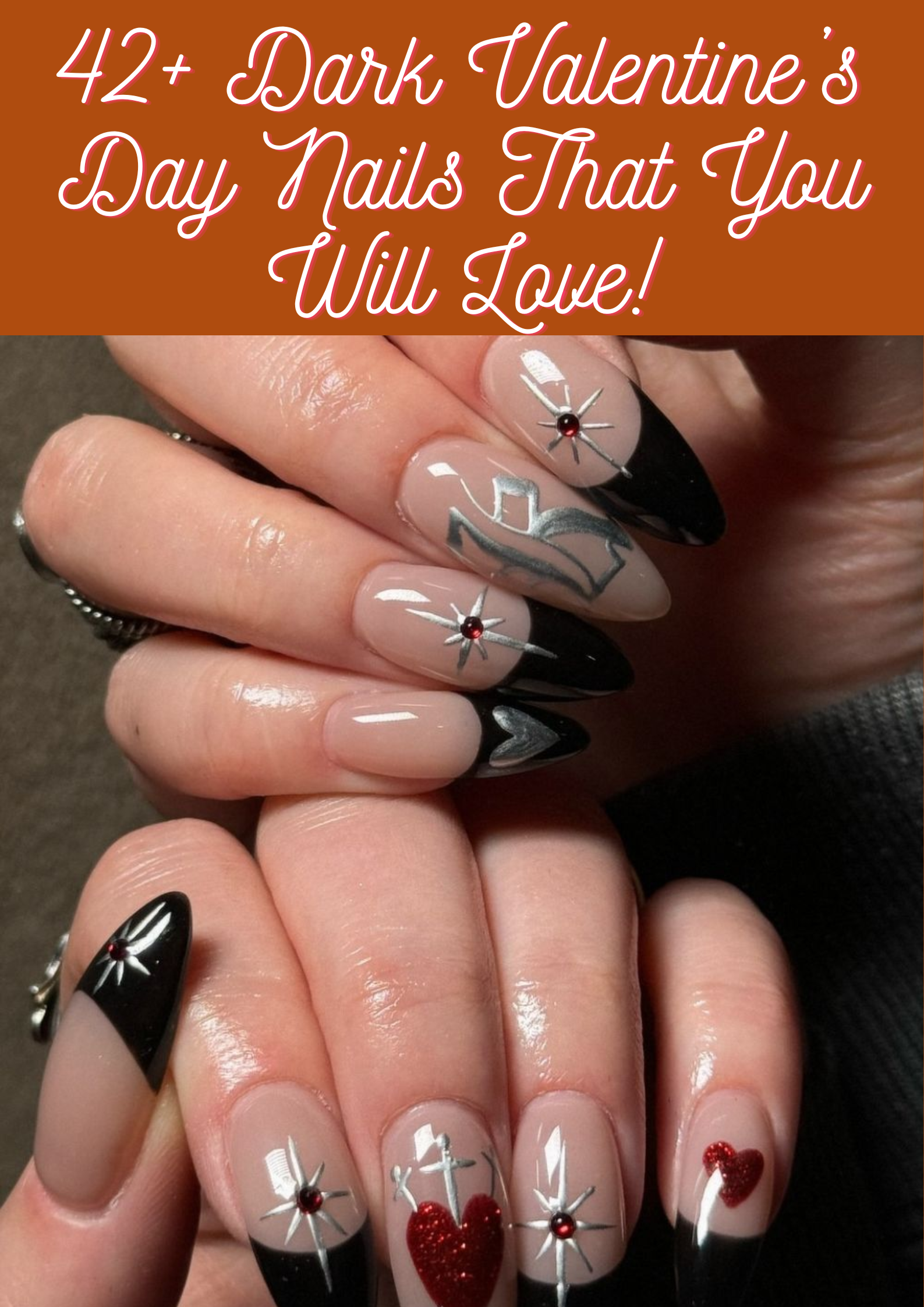 Dark Valentine's Day Nails